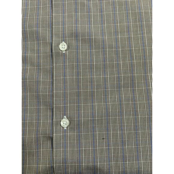 Monzini Mens XL Brown Plaid Button-Down Dress Shirt - Picture 5 of 5